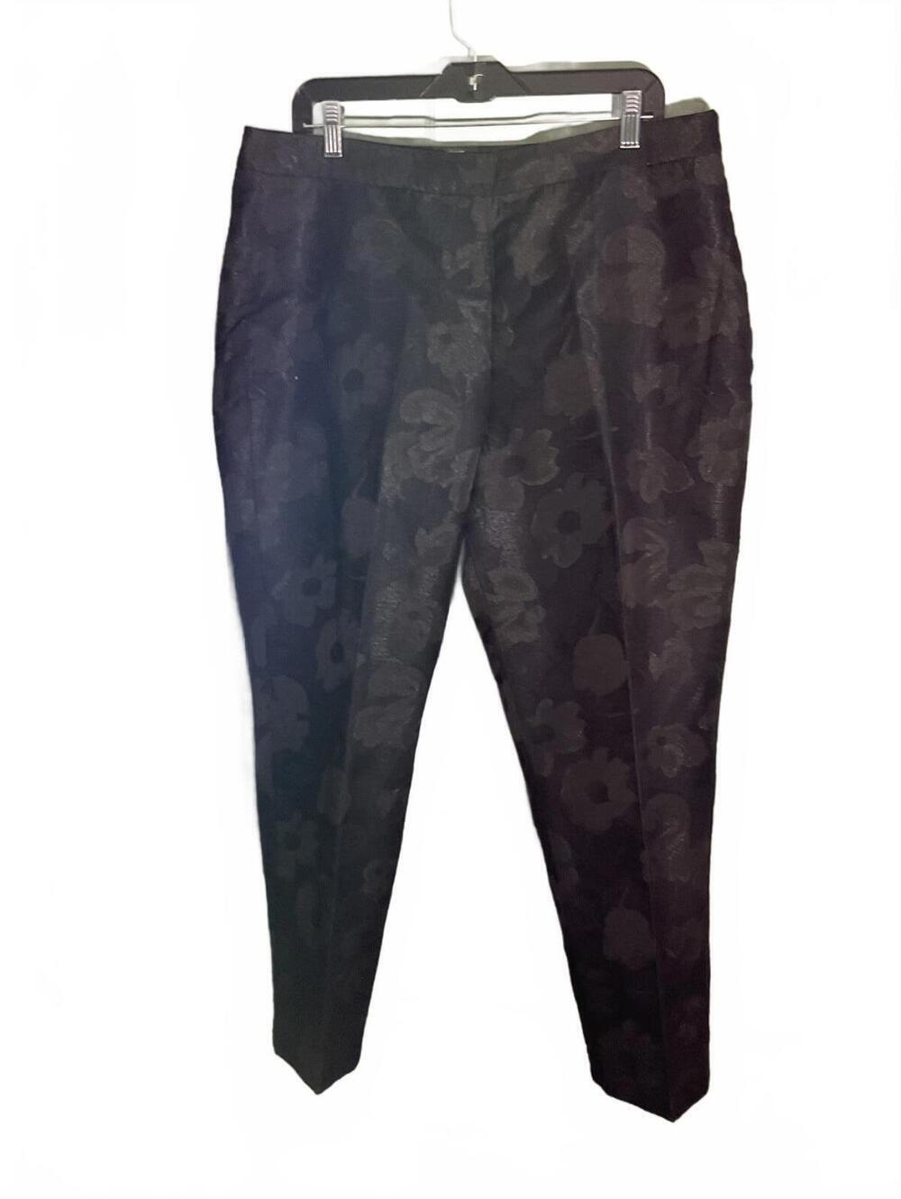 Talbots  Gorgeous Embossed Black Floral Print Trousers 16 Petite